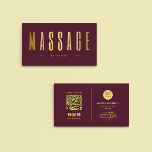 Bourgogne & Gold Massagetherapeut QR Code Logo Visitekaartje