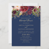 Bourgogne Gold Navy Floral Repetitie Diner Kaart (Voorkant)