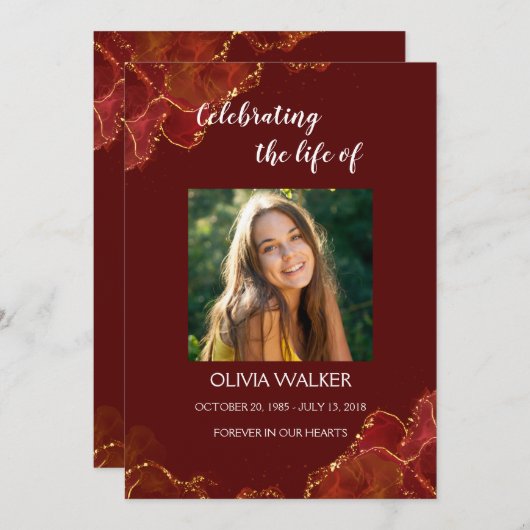 Bourgogne & Gold Order of Service Programma Programmakaart (Voorkant / Achterkant)