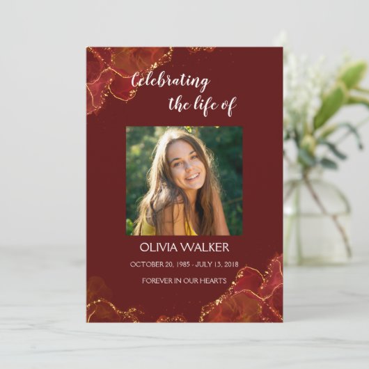 Bourgogne & Gold Order of Service Programma Programmakaart (Staand voorkant)