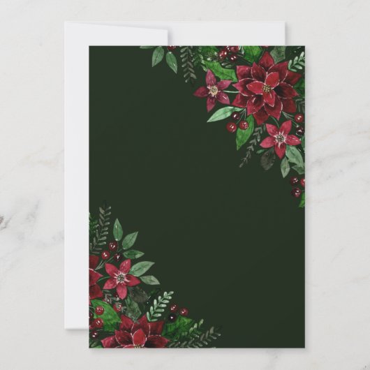 Bourgogne Gold Poinsettia Floral kerstfeest Kaart (Achterkant)