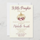 Bourgogne Gold Pumpkin Boho Baby shower Uitnodigin Kaart (Voorkant)