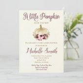 Bourgogne Gold Pumpkin Boho Baby shower Uitnodigin Kaart (Staand voorkant)