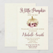 Bourgogne Gold Pumpkin Boho Baby shower Uitnodigin Kaart (Voorkant / Achterkant)