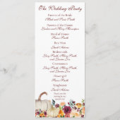 Bourgogne Gold Pumpkin Herfst herfst bruiloft Programmakaart (Achterkant)