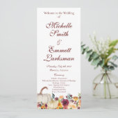 Bourgogne Gold Pumpkin Herfst herfst bruiloft Programmakaart (Staand voorkant)