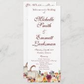 Bourgogne Gold Pumpkin Herfst herfst bruiloft Programmakaart (Voorkant / Achterkant)