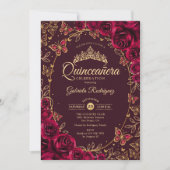 Bourgogne Gold Quinceanera Kaart (Voorkant)