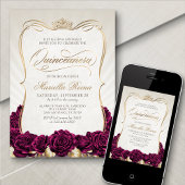 Bourgogne Gold Quinceañera Kaart