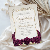 Bourgogne Gold Quinceañera Kaart