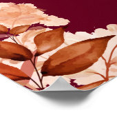 Bourgogne Gold Rustic Floral Wedding Welkomstbord Poster (Hoek)