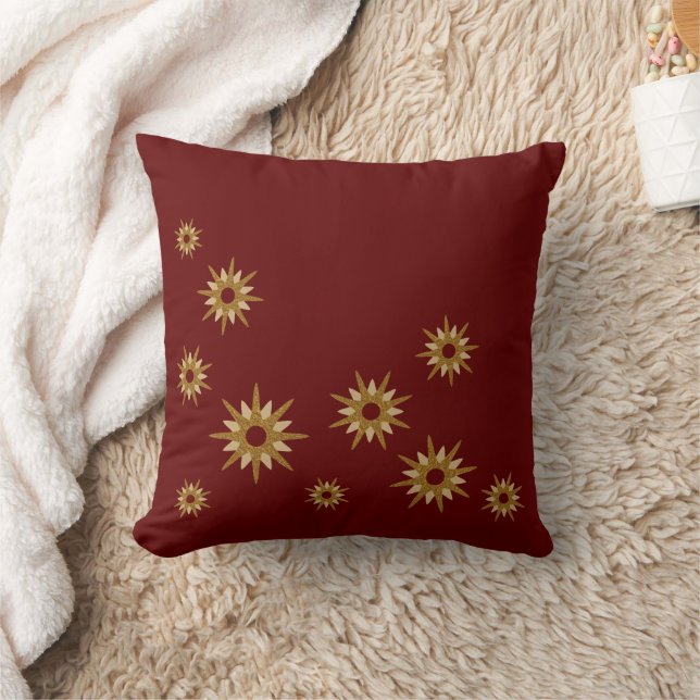 Bourgogne & Gold Starburst Design Sierkussen (Deken)
