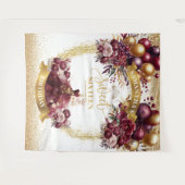 Bourgogne Gold Sweet Sixteen Banner met ballonnen Wandkleed (Voorkant (horizontaal))