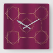 Bourgogne & Gold Vierkante Klok (Voorkant)