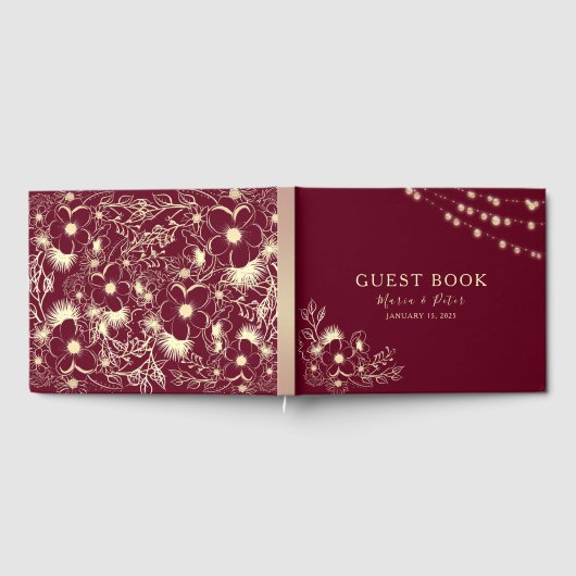 Bourgogne Gold Wedding Guest Book Gastenboek (Volledig)