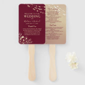Bourgogne Gold Wedding Program Fan Handwaaier (Voorkant en achterkant)