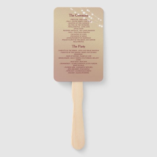 Bourgogne Gold Wedding Program Fan Handwaaier (Achterkant)