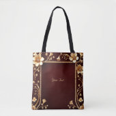 Bourgogne Golden Flowers Canvas tas (Voorkant)