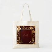 Bourgogne Golden Flowers Canvas tas (Voorkant)