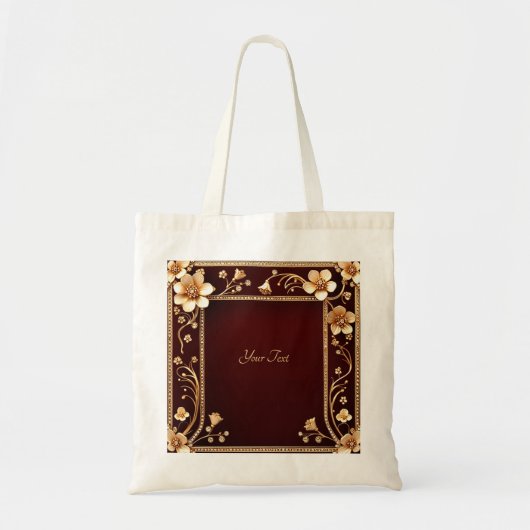 Bourgogne Golden Flowers Canvas tas (Voorkant)