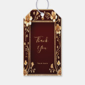 Bourgogne Golden Flowers Gift Label Cadeaulabel (Achterkant)