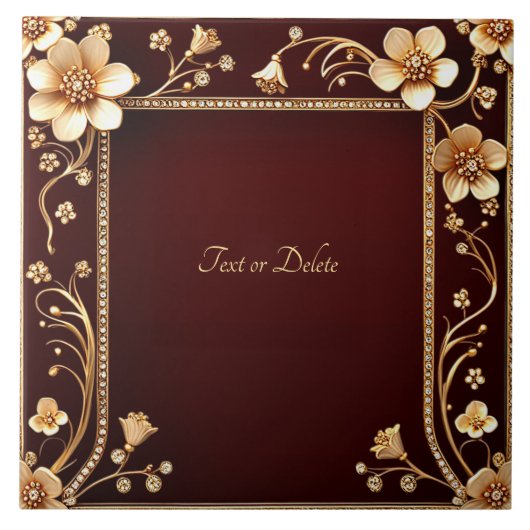 Bourgogne Golden Flowers Keramische Tegel Tegeltje (Voorkant)