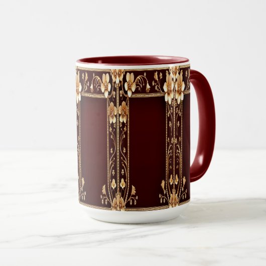 Bourgogne Golden Flowers Mok (Voorkant rechts)