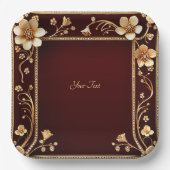 Bourgogne Golden Flowers Papier Bord (Voorkant)