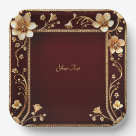 Bourgogne Golden Flowers Papier Bord