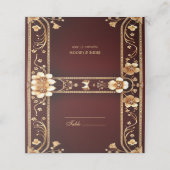 Bourgogne Golden Flowers Place Card Plaatskaartje (Buitenkant ongevouwen)