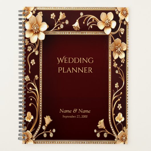 Bourgogne Golden Flowers Planner (Voorkant)