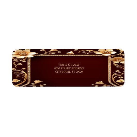 Bourgogne Golden Flowers Retouradreslabel Etiket (Voorkant)