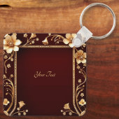 Bourgogne Golden Flowers Sleutelhanger (Achterkant)