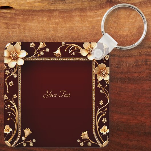 Bourgogne Golden Flowers Sleutelhanger (Achterkant)