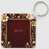 Bourgogne Golden Flowers Sleutelhanger (Achterkant)