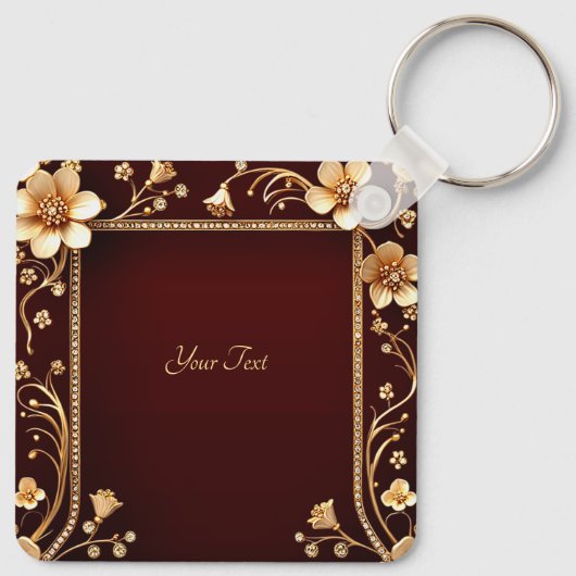 Bourgogne Golden Flowers Sleutelhanger (Achterkant)