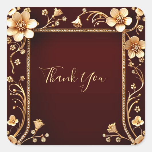 Bourgogne Golden Flowers Sticker (Voorkant)