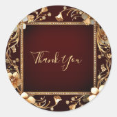 Bourgogne Golden Flowers Sticker (Voorkant)