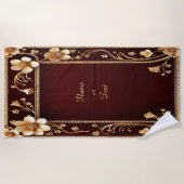 Bourgogne Golden Flowers Strandlaken (Voorkant)