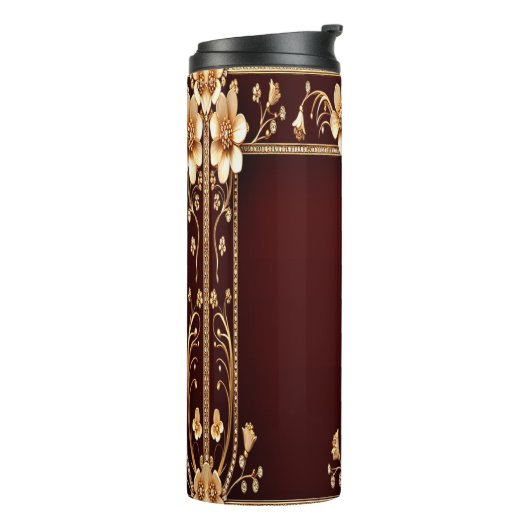 Bourgogne Golden Flowers Thermal Tumbler Thermosbeker (Gedraaid links)