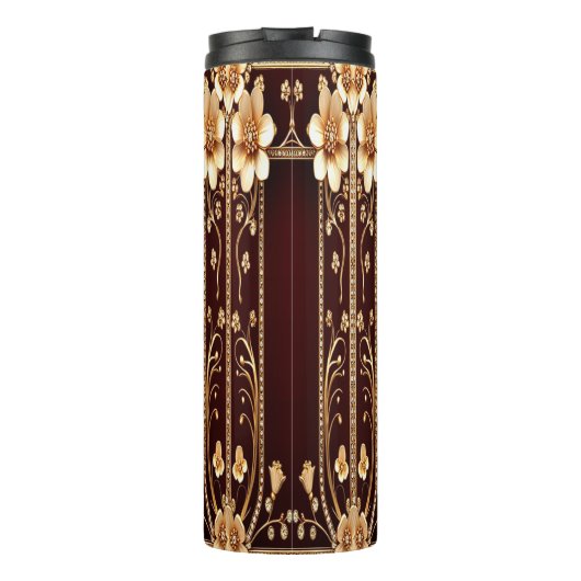 Bourgogne Golden Flowers Thermal Tumbler Thermosbeker (Achterkant)