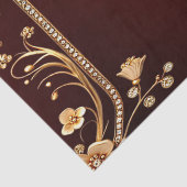 Bourgogne Golden Flowers Tissue Paper Tissuepapier (Detail)