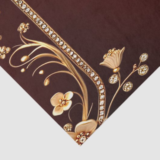 Bourgogne Golden Flowers Tissue Paper Tissuepapier (Detail)