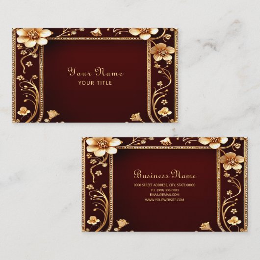 Bourgogne Golden Flowers Visitekaartje (Voorkant / Achterkant)