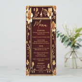 Bourgogne Golden Flowers Wedding Menu (Staand voorkant)