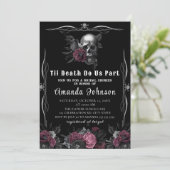 Bourgogne Gothic Dark Floral Skull Vrijgezellenfee Kaart (Staand voorkant)