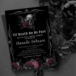 Bourgogne Gothic Dark Floral Skull Vrijgezellenfee Kaart