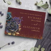 Bourgogne Gotisch Roos Glitter Bruiloft Uitnodigin Kaart