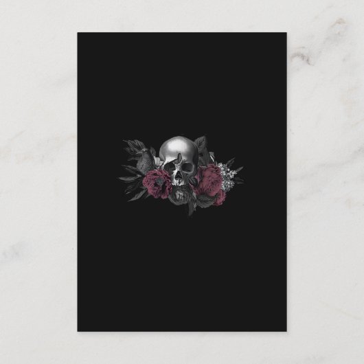 Bourgogne Gotische Bloemen Schedel Bruiloft Detail Informatiekaartje (Achterkant)