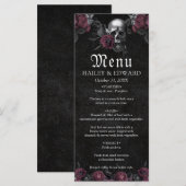 Bourgogne Gotische Bloemen Schedel Halloween Bruil Menu (Voorkant / Achterkant)